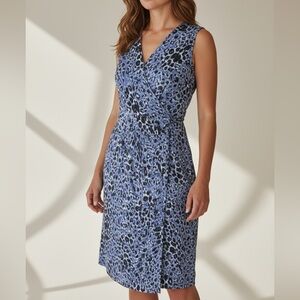 Derek Lam 10 Crosby Women’s Blue Leopard Print Silk Cross Back Cocktail Dress 8